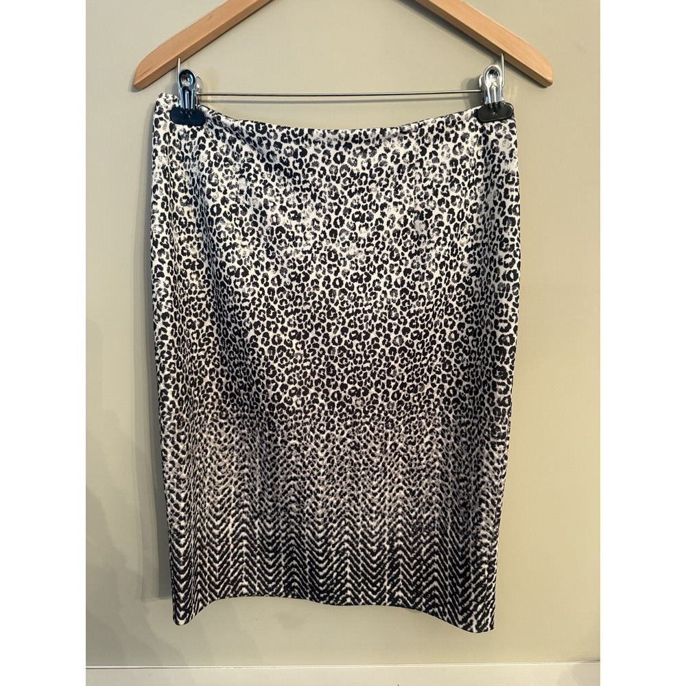 AMY MATTO NEW YORK Leopard Print Elastic Waist Knee Length Lined Skirt SZ medium